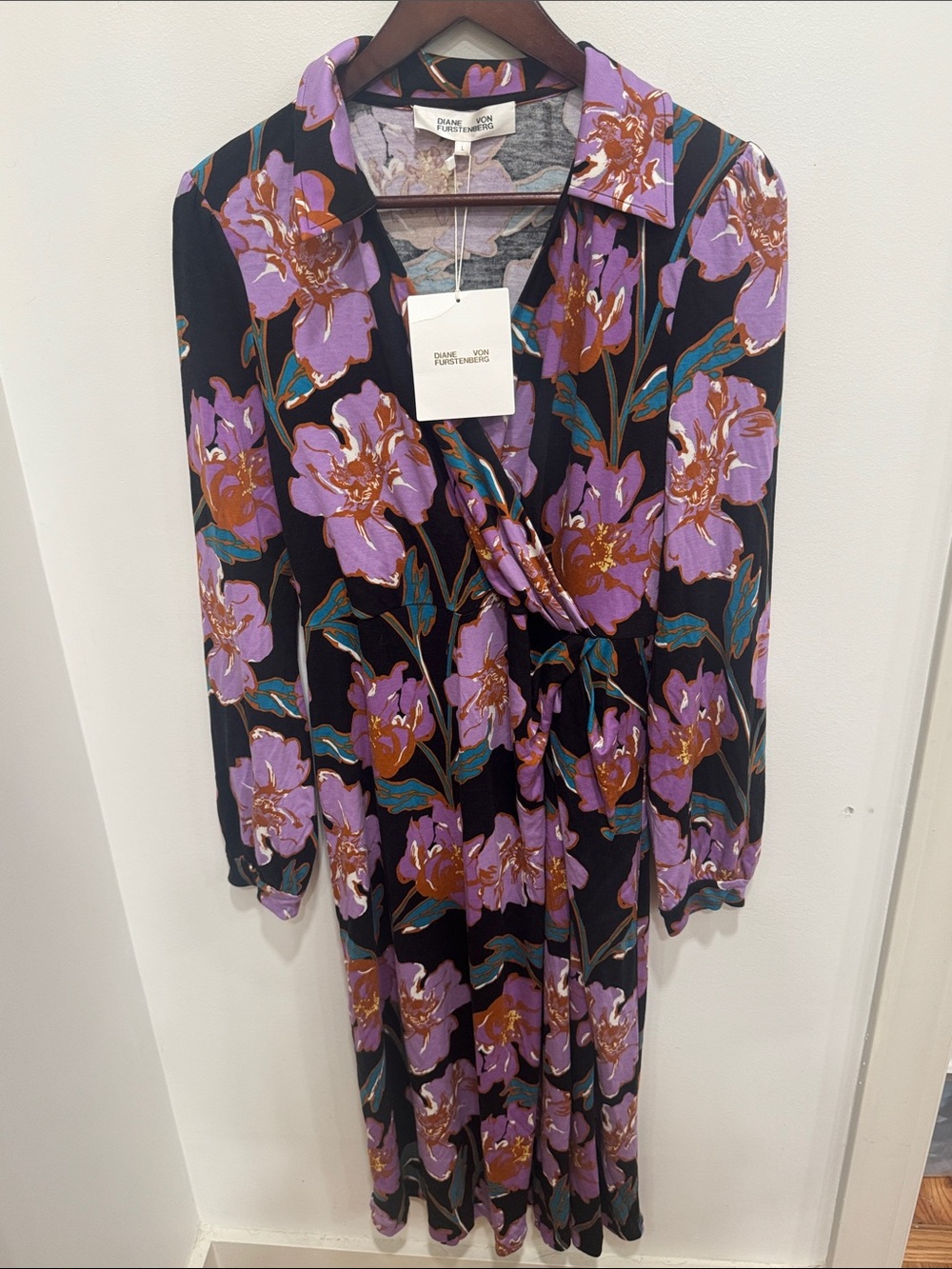 NWT Diane von Furstenberg DVF Bogna Floral Wrap Dress Size L